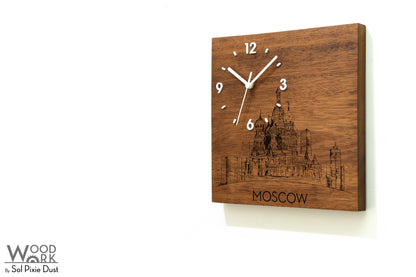 Skylines Cities Wooden Square Clocks