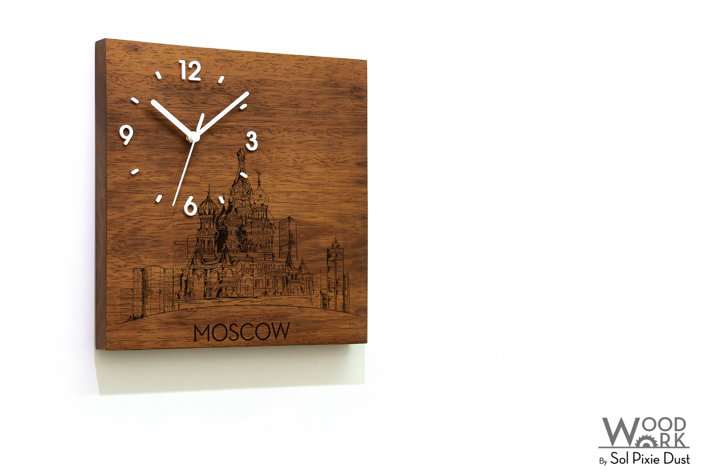 Skylines Cities Wooden Square Clocks
