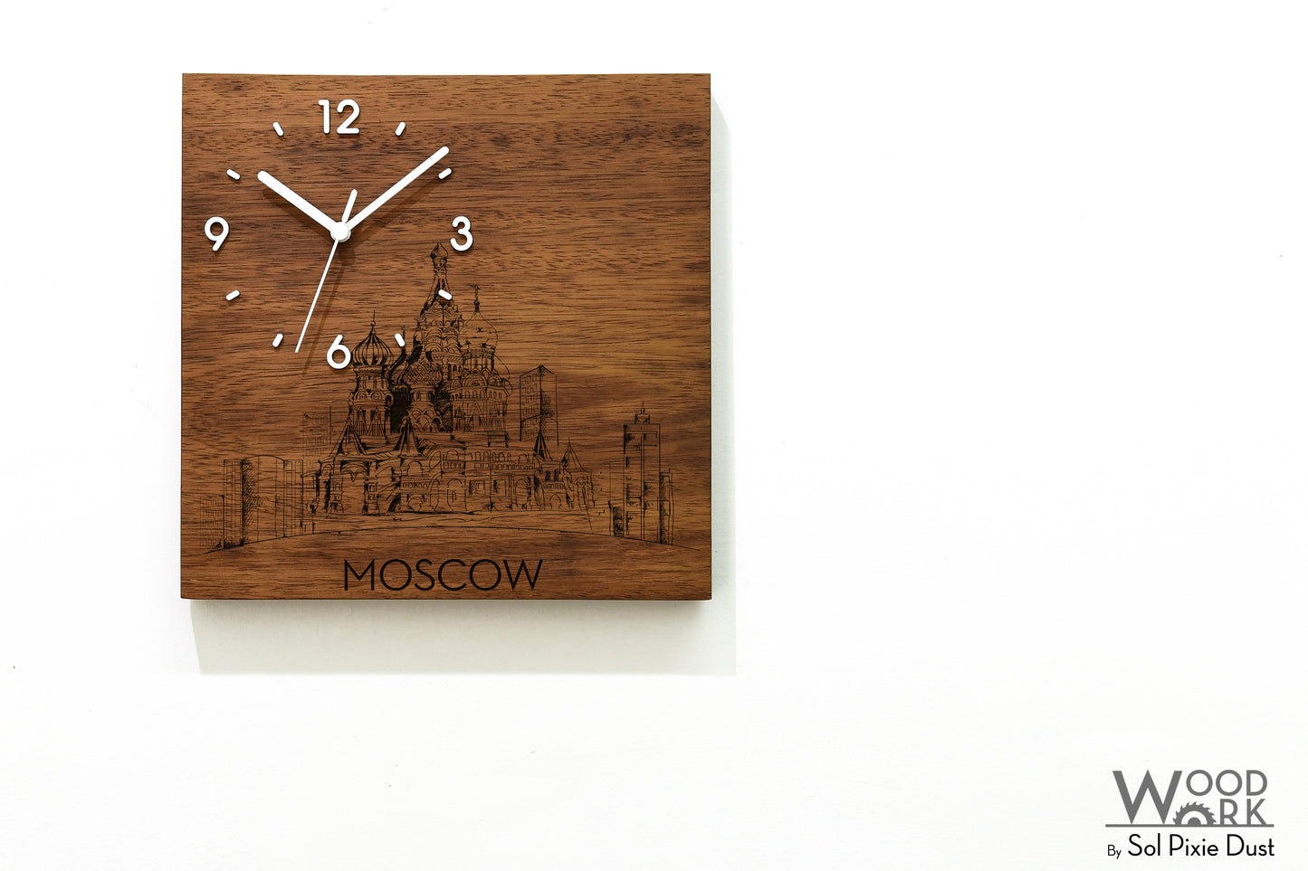 Skylines Cities Wooden Square Clocks