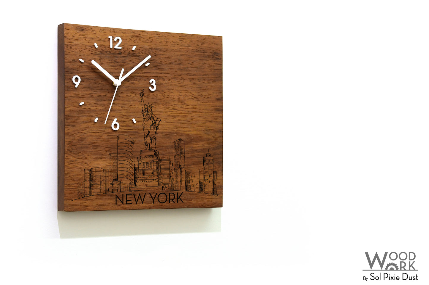 Skylines Cities Wooden Square Clocks