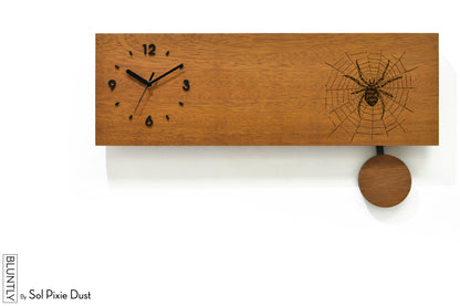 Bluntly Horizontal Modern Design Solid Iroko Wood Grandfather Pendulum Wall Clock / Table Clock