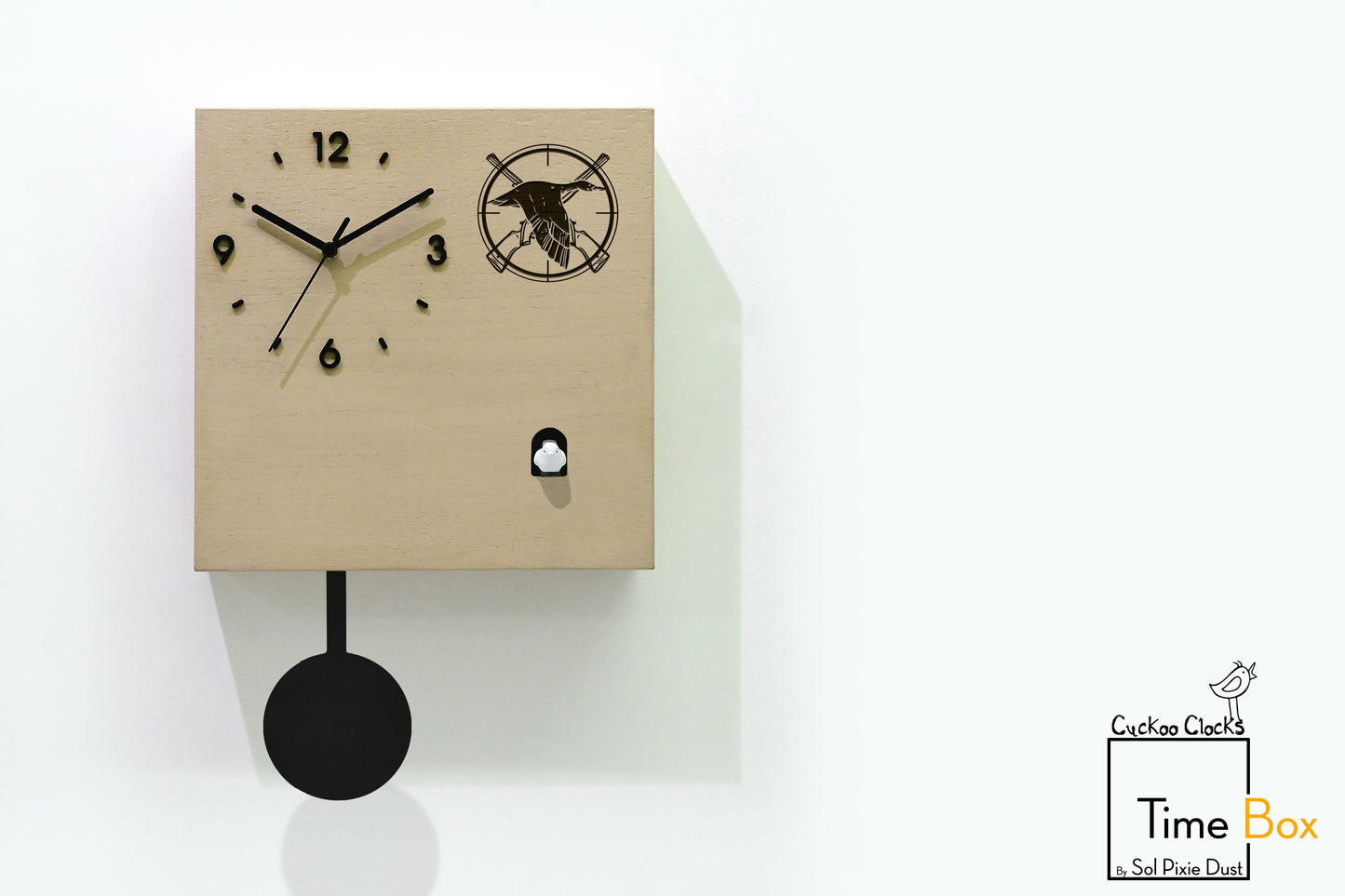 Time Box Modern Cuckoo Bird.  Cuckoo and Pendulum Wall Clock