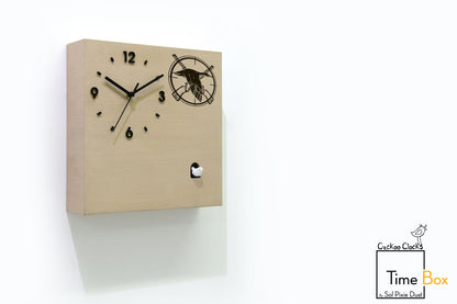 Time Box Modern Cuckoo Bird.  Cuckoo and Pendulum Wall Clock