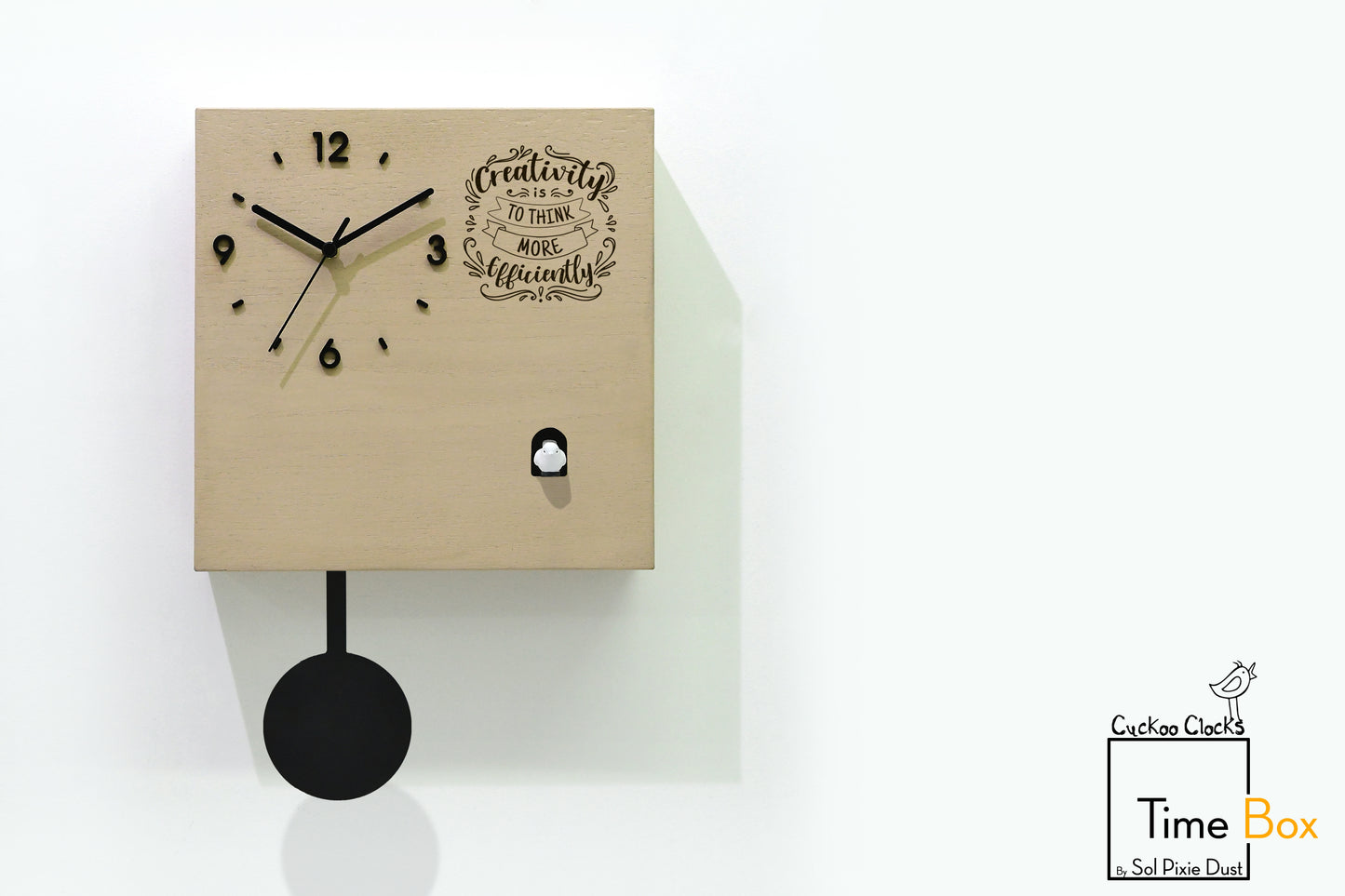 Time Box Modern Cuckoo Bird.  Cuckoo and Pendulum Wall Clock