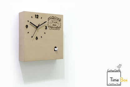 Time Box Modern Cuckoo Bird.  Cuckoo and Pendulum Wall Clock