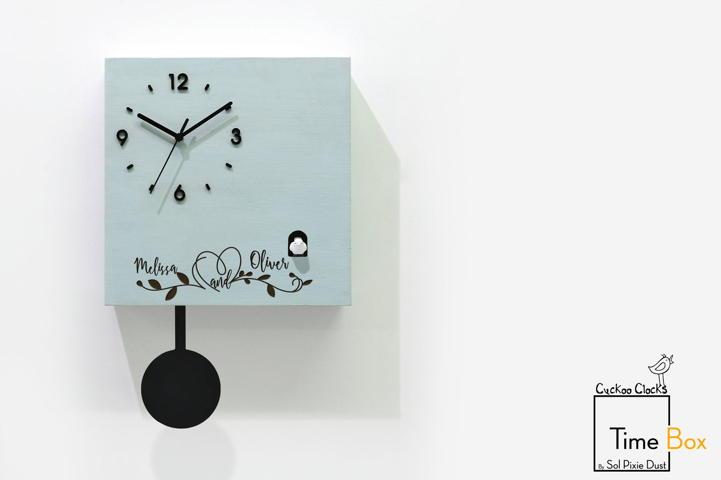 Time Box Modern Cuckoo Bird.  Cuckoo and Pendulum Wall Clock