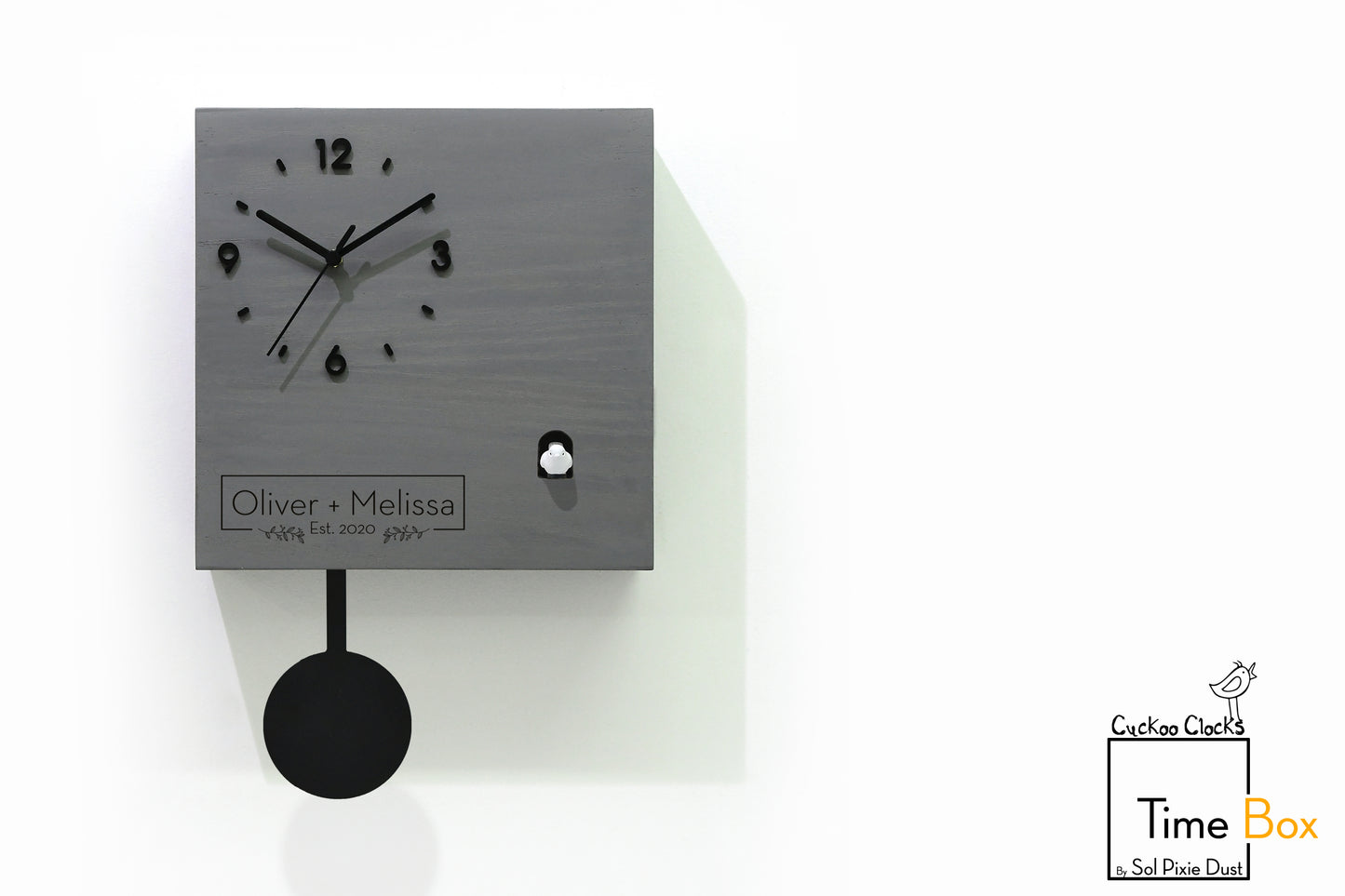 Time Box Modern Cuckoo Bird.  Cuckoo and Pendulum Wall Clock