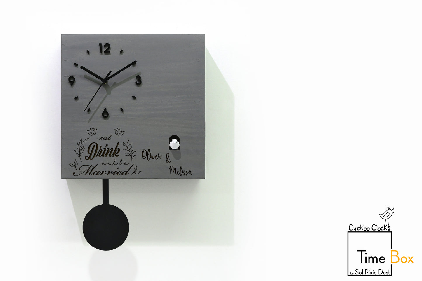 Time Box Modern Cuckoo Bird.  Cuckoo and Pendulum Wall Clock
