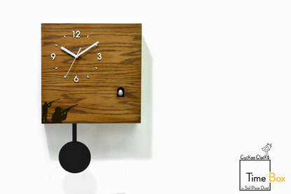Time Box Modern Cuckoo Bird.  Cuckoo and Pendulum Wall Clock