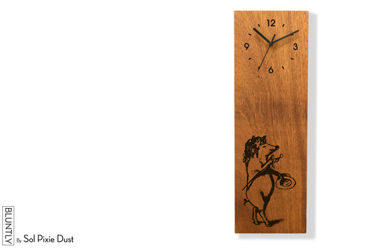 Bluntly Vertical Modern Design Solid Iroko Wood Grandfather Pendulum Wall Clock / Table Clock