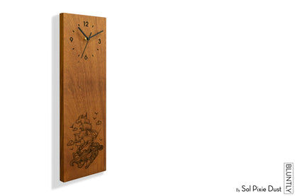 Bluntly Vertical Modern Design Solid Iroko Wood Grandfather Pendulum Wall Clock / Table Clock