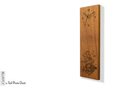 Bluntly Vertical Modern Design Solid Iroko Wood Grandfather Pendulum Wall Clock / Table Clock