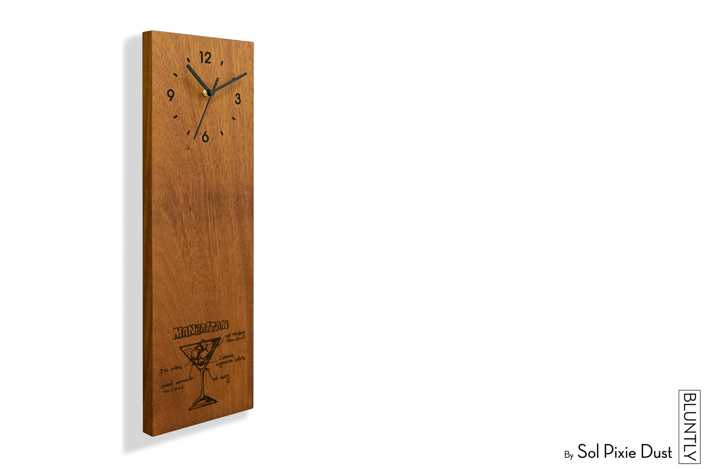 Bluntly Vertical Modern Design Solid Iroko Wood Grandfather Pendulum Wall Clock / Table Clock