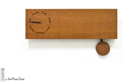 Day of The Week Clock Pendulum - Solid Wood Day Clock
