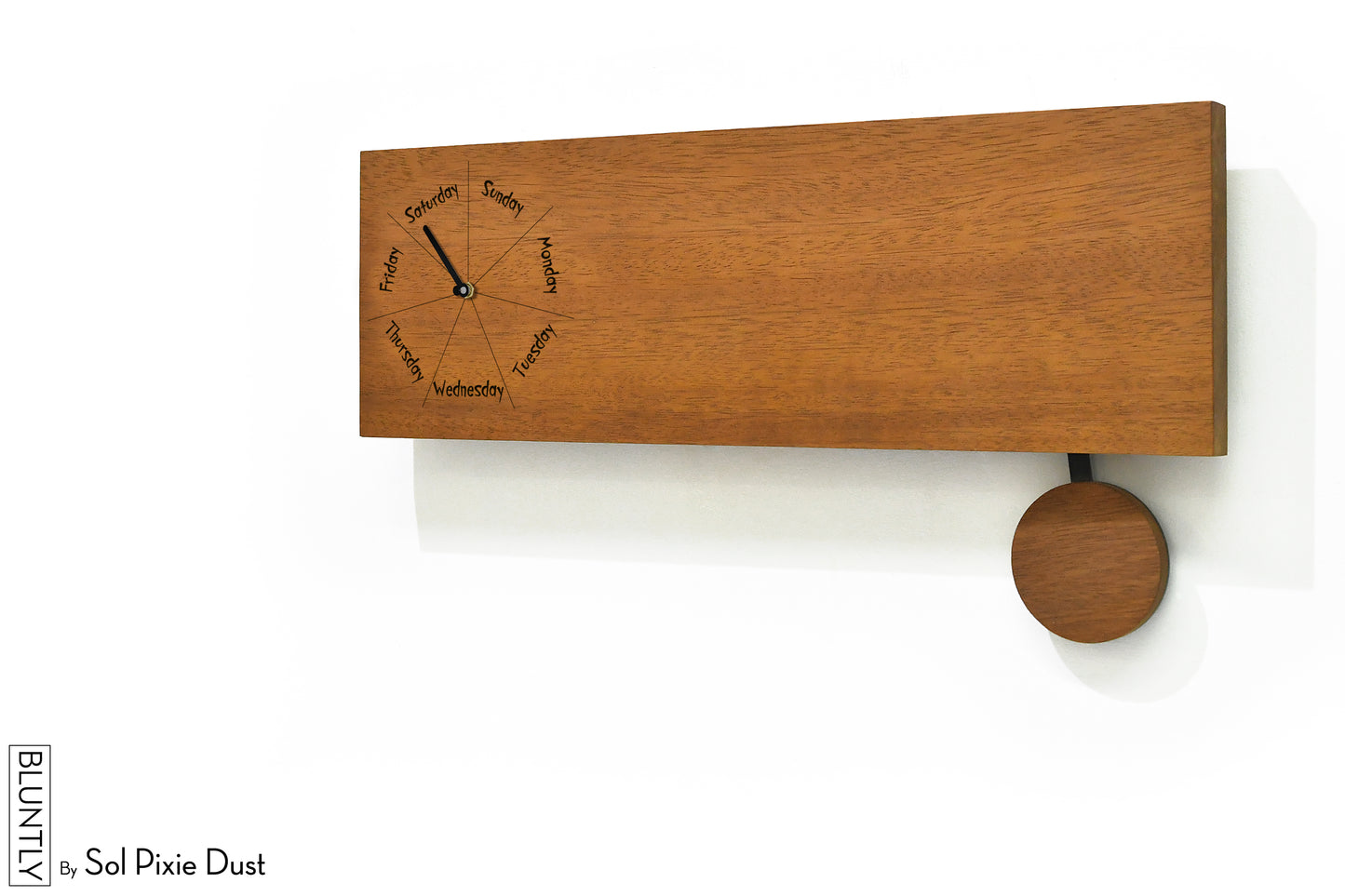 Day of The Week Clock Pendulum - Solid Wood Day Clock