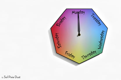 Day of The Week Clock - Rainbow - Heptagon Day Clock