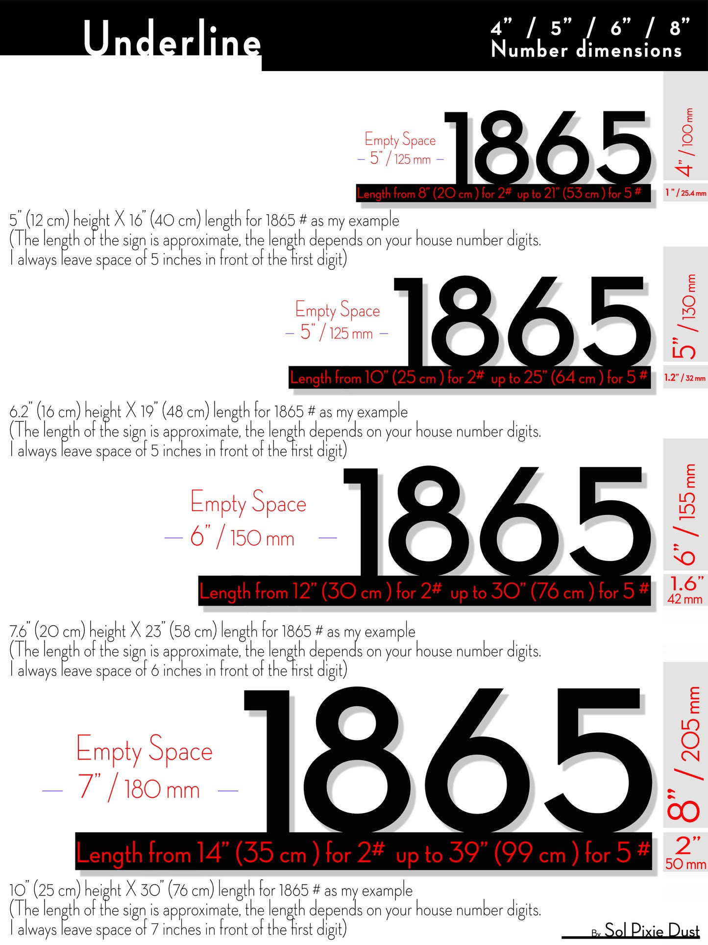 Underline House Numbers - LED Signs with Name / Address