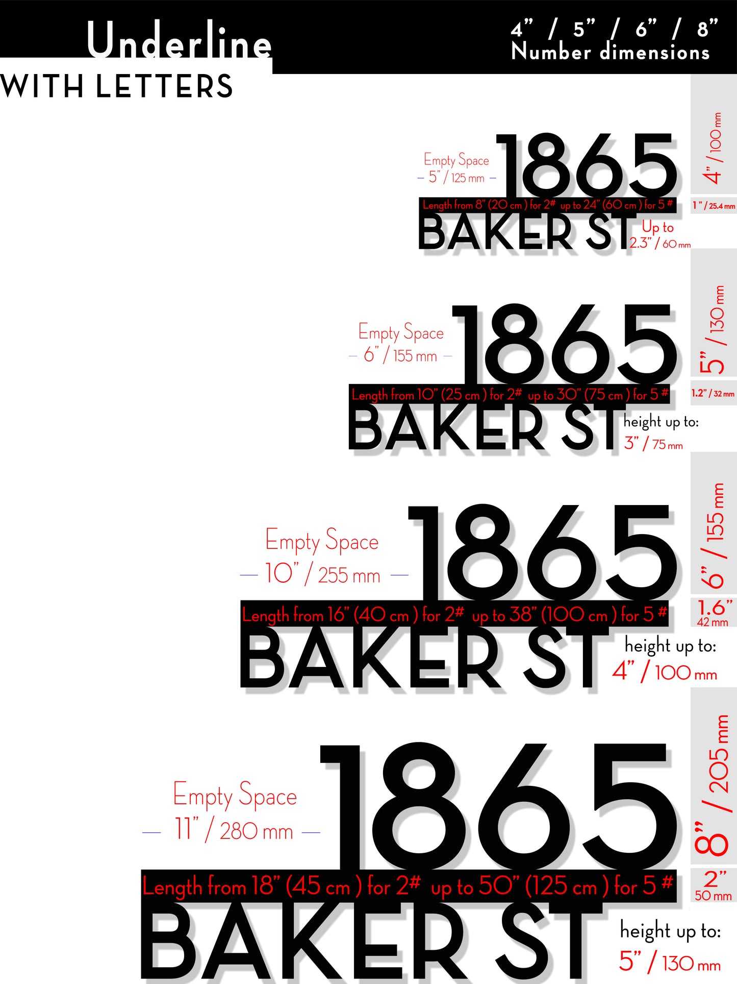 Underline House Numbers - LED Signs with Name / Address
