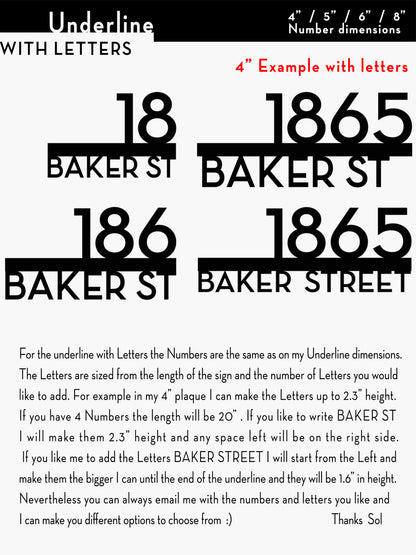 Underline House Numbers - LED Signs with Name / Address