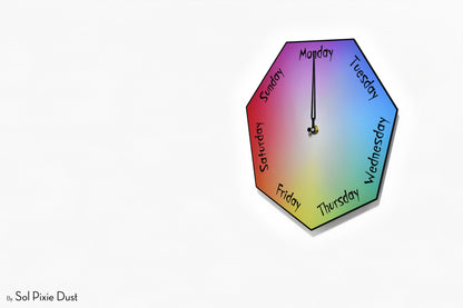 Day of The Week Clock - Rainbow - Heptagon Day Clock