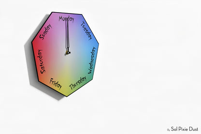 Day of The Week Clock - Rainbow - Heptagon Day Clock