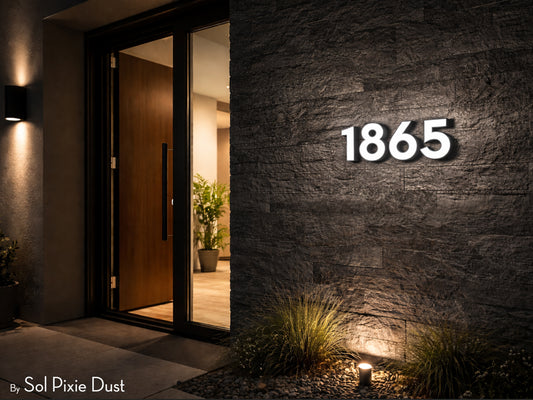 Modern LED House Numbers – Illuminated Address Sign –3D Floating Numbers – Contemporary Exterior Home Sign