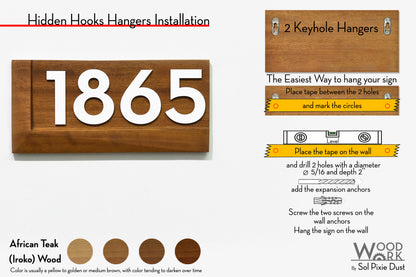 3d Solid Wood Address Plaques African Teak (Iroko)