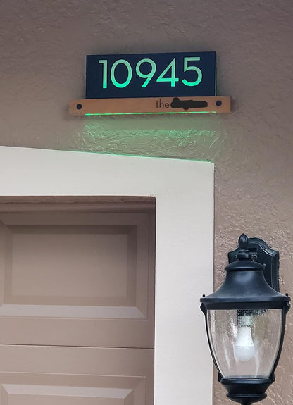 Underline African Teak Iroko or Hollow Aluminum Address Plaque - LED Signs