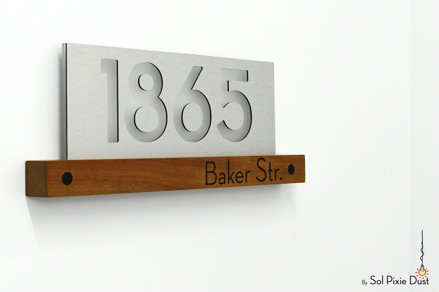 Underline African Teak Iroko or Hollow Aluminum Address Plaque - LED Signs