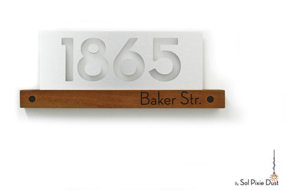 Underline African Teak Iroko or Hollow Aluminum Address Plaque - LED Signs