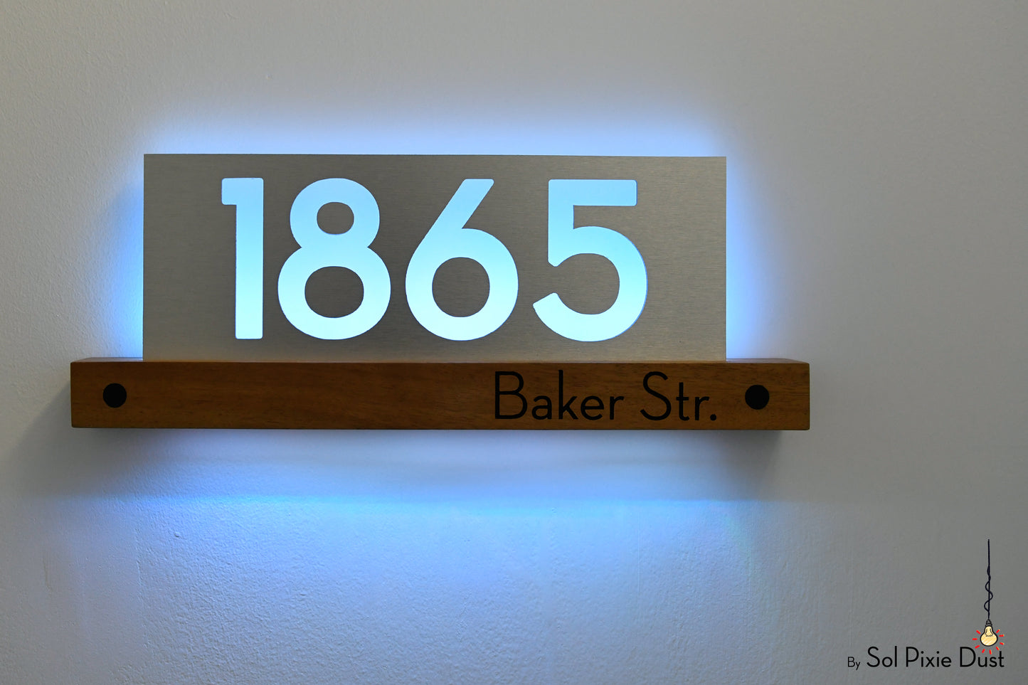 Underline African Teak Iroko or Hollow Aluminum Address Plaque - LED Signs