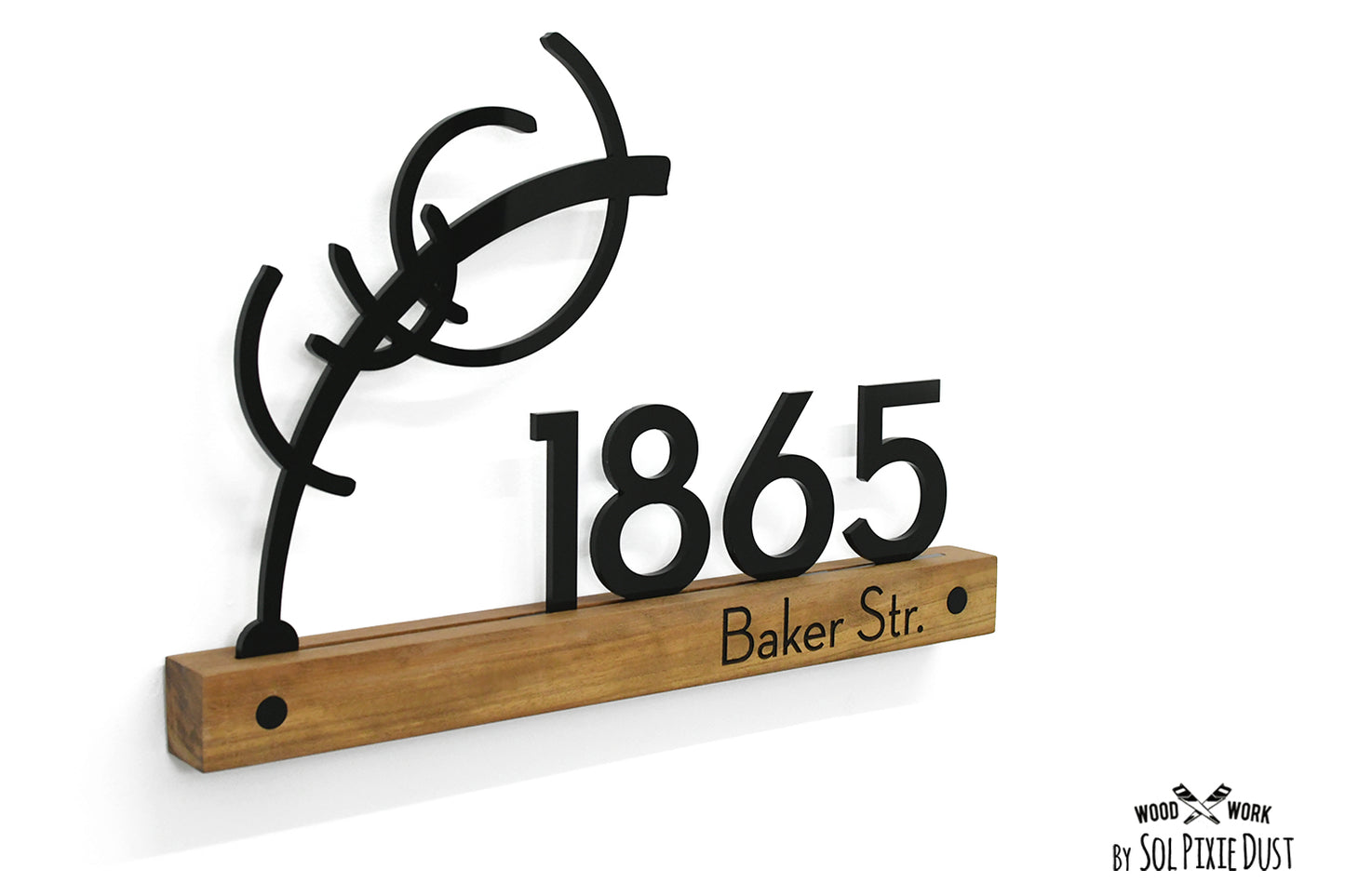 Underline African Teak Iroko or Hollow Aluminum Address Plaque - LED Signs