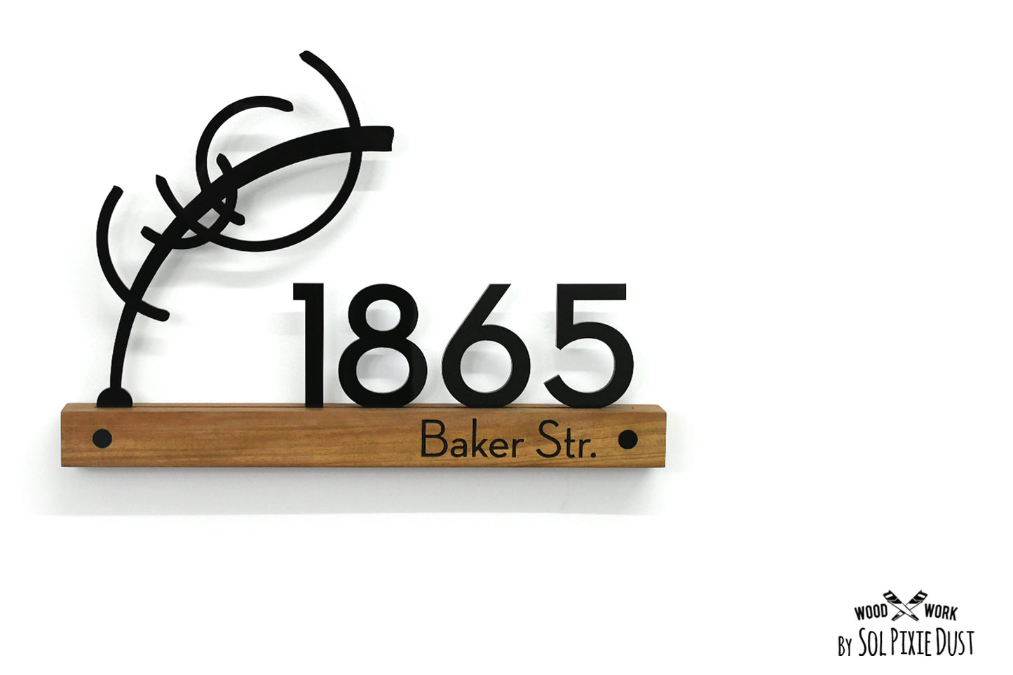 Underline African Teak Iroko or Hollow Aluminum Address Plaque - LED Signs