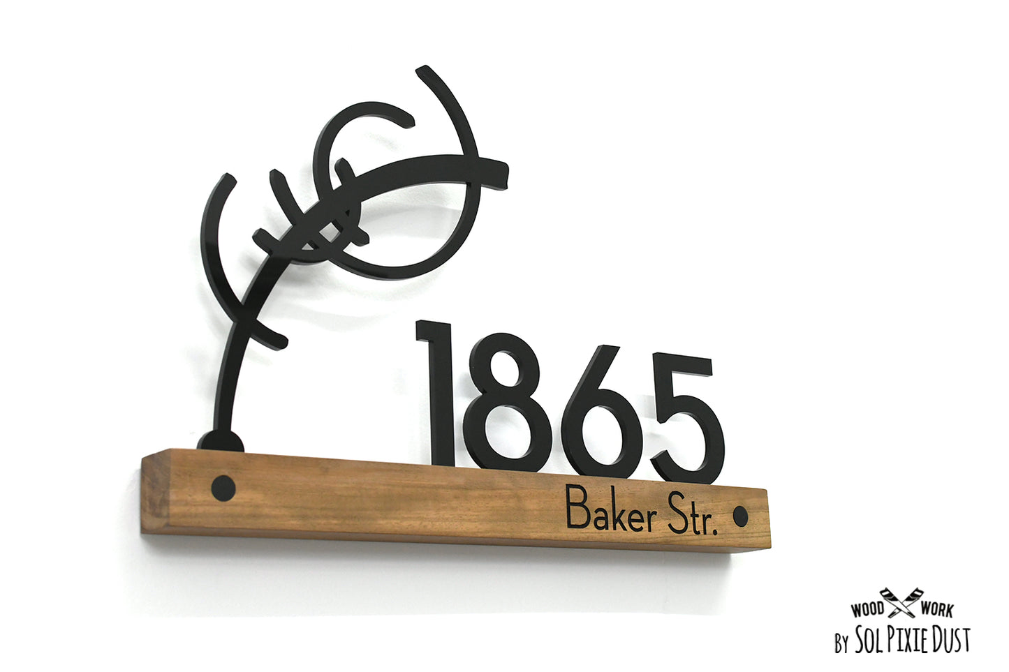 Underline African Teak Iroko or Hollow Aluminum Address Plaque - LED Signs