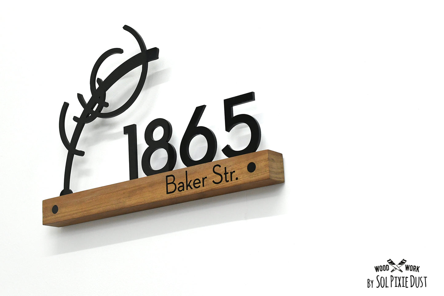 Underline African Teak Iroko or Hollow Aluminum Address Plaque - LED Signs