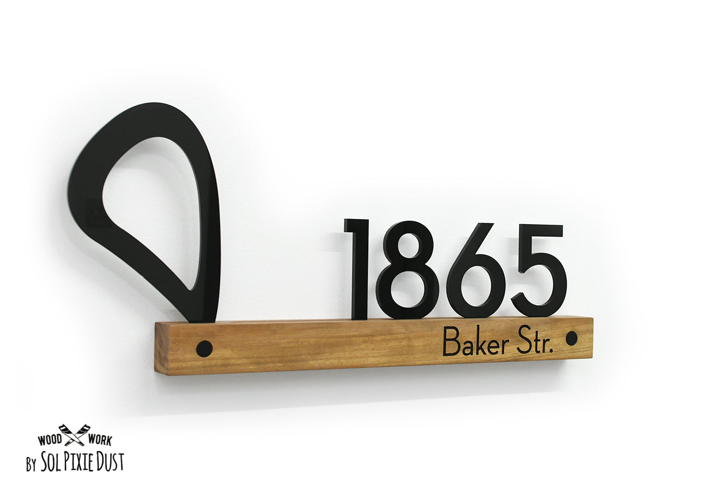 Underline African Teak Iroko or Hollow Aluminum Address Plaque - LED Signs