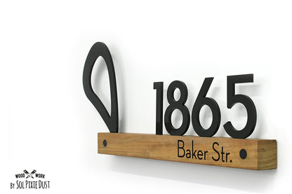 Underline African Teak Iroko or Hollow Aluminum Address Plaque - LED Signs