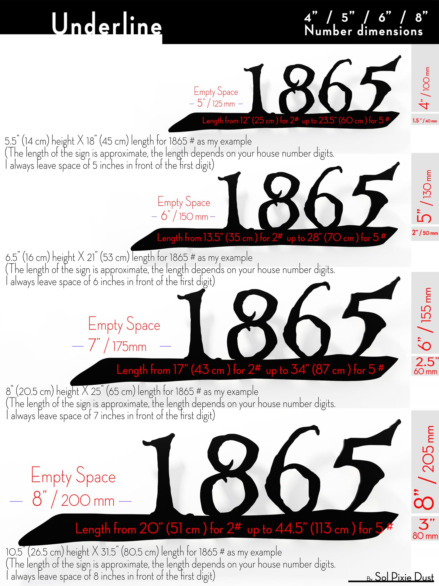 Underline House Numbers - LED Sign ( Font Options )