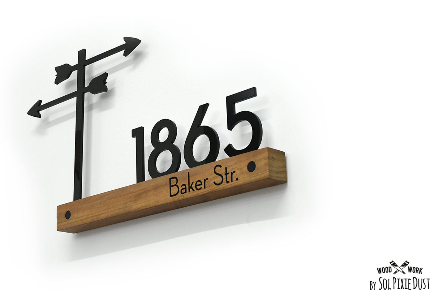 Underline African Teak Iroko or Hollow Aluminum Address Plaque - LED Signs