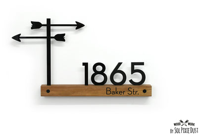 Underline African Teak Iroko or Hollow Aluminum Address Plaque - LED Signs
