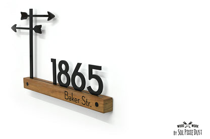 Underline African Teak Iroko or Hollow Aluminum Address Plaque - LED Signs