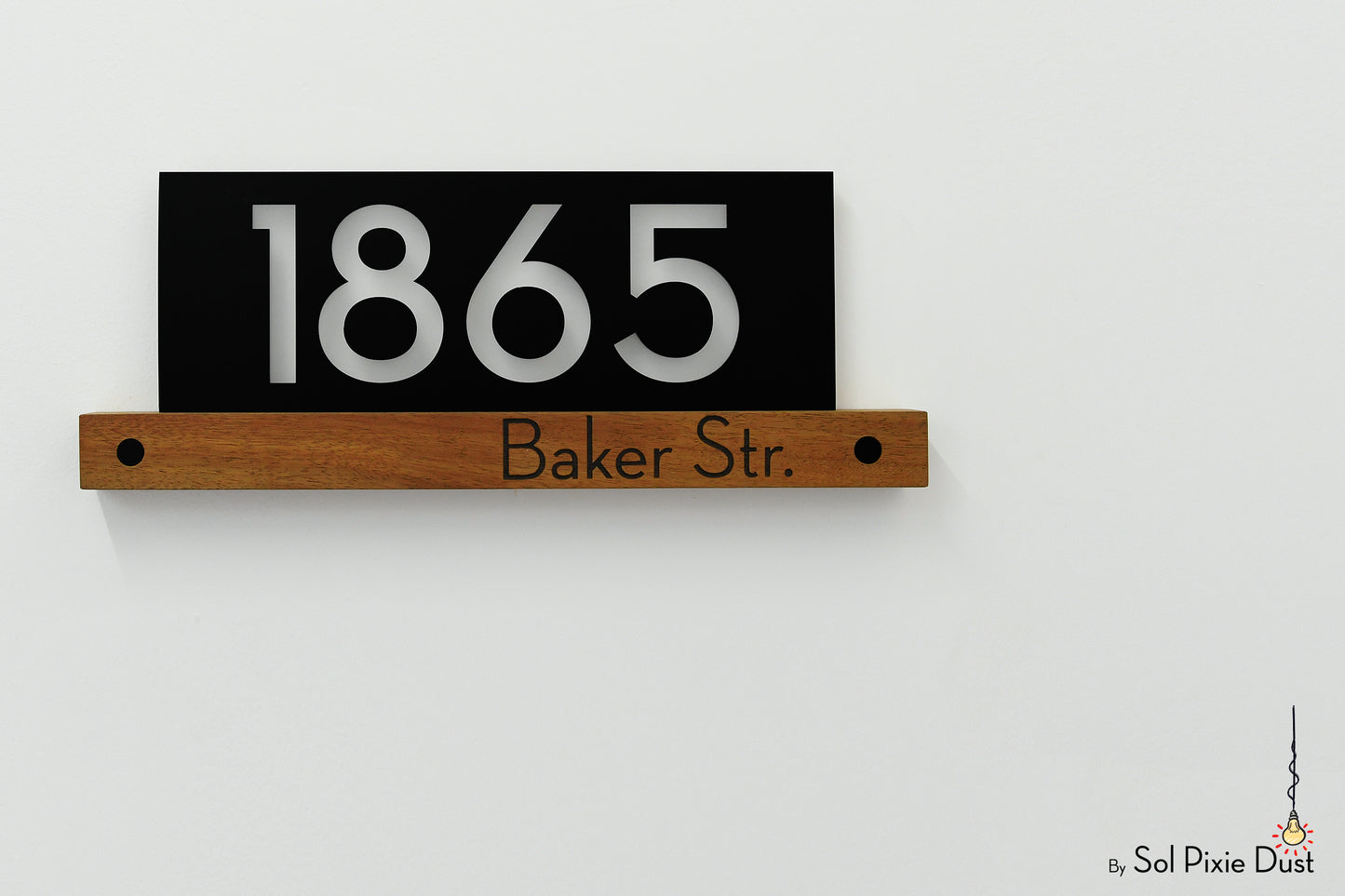 Underline African Teak Iroko or Hollow Aluminum Address Plaque - LED Signs