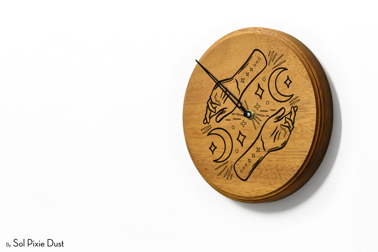 Wooden Moon Phase Wall Clock - Lunar Cycle