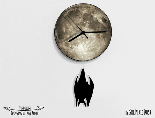 Bat on The Moon - Halloween Pendulum Wall Clock