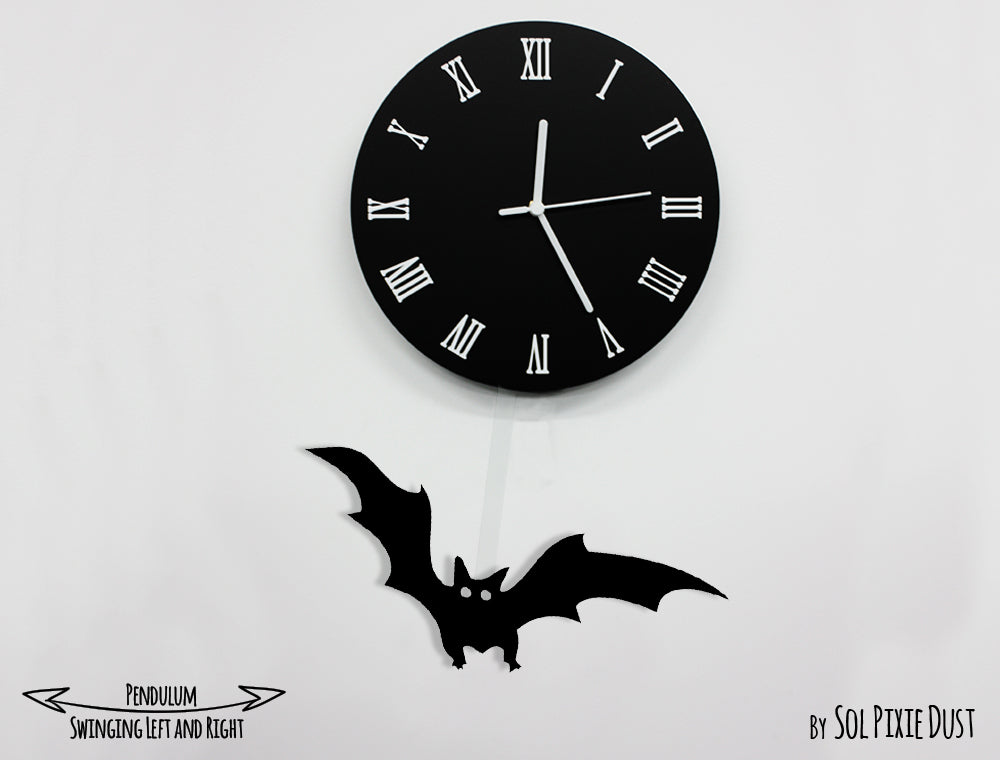 Bat on The Moon - Halloween Pendulum Wall Clock