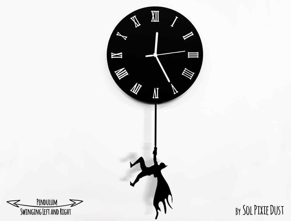 Bat on The Moon - Halloween Pendulum Wall Clock