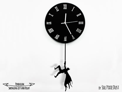 Bat on The Moon - Halloween Pendulum Wall Clock