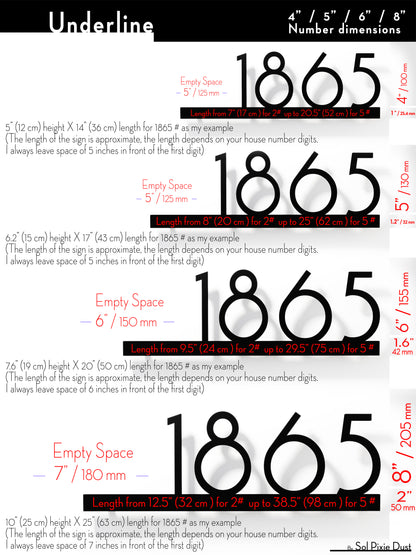 Underline House Numbers - LED Sign ( Font Options )