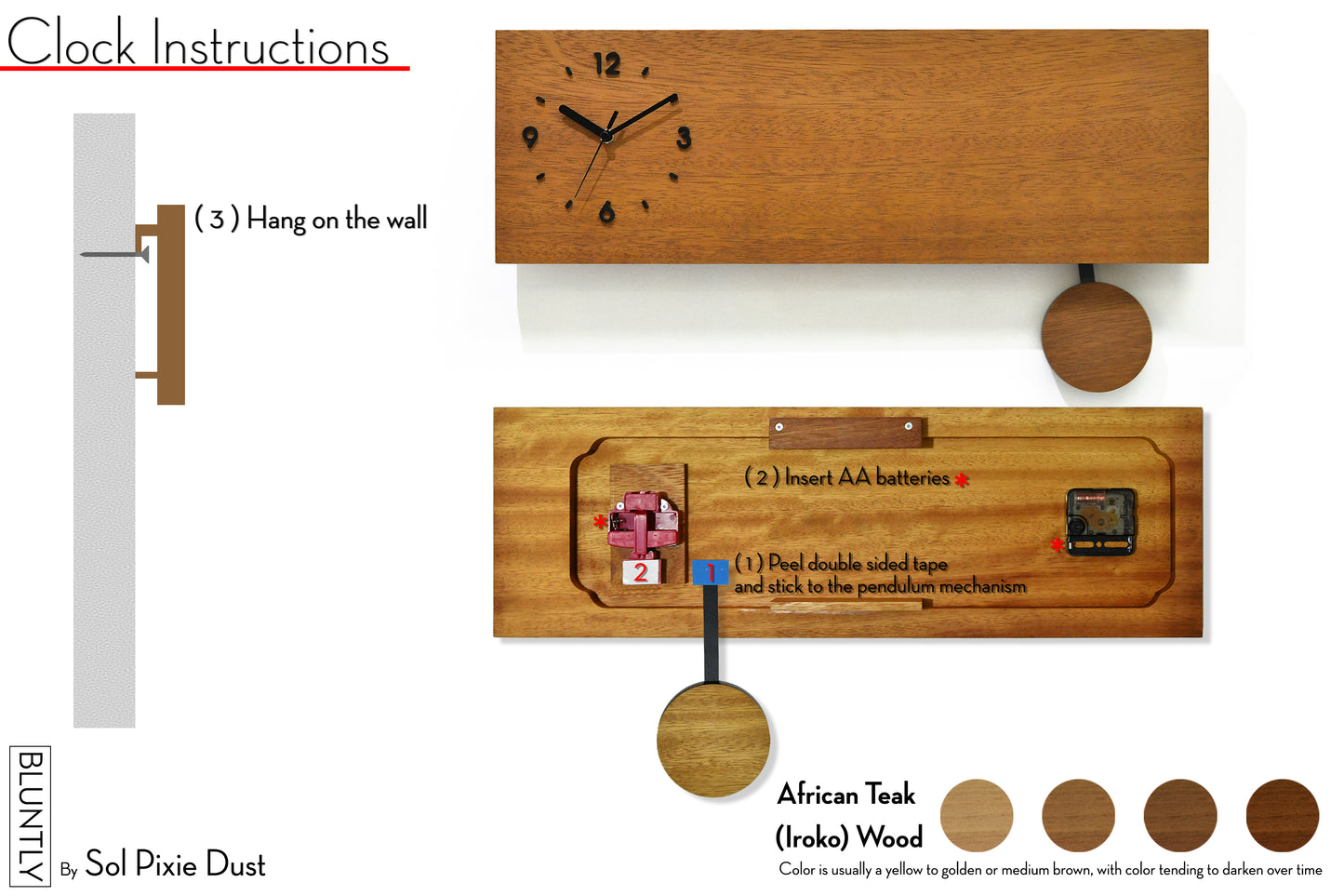 Day of The Week Clock Pendulum - Solid Wood Day Clock
