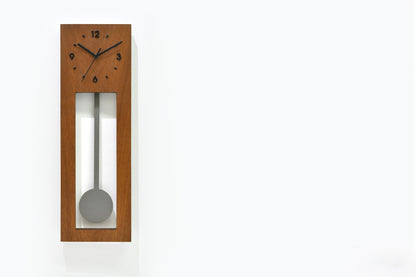 Bluntly Modern Design Solid Iroko Wood - Grandfather Pendulum - Wall Clock / Table Clock